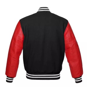 New <b>Real</b> Black Wool Red <b>Leather</b> Sleeve Letterman College Baseball Varsity <b>Jacket</b> <b>Leather</b> Sleeves Varsity <b>Jackets</b> - Product Image 6