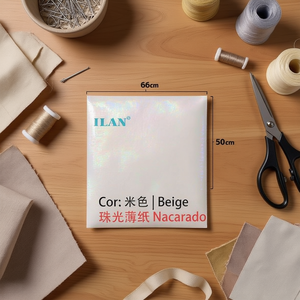 Carta velina beige Ilan 50x66 cm nacarata per artigianato e cucito - Product Image 3