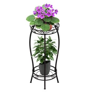 Soporte de Hierro de 2 Niveles para Plantas, Resistente a la Oxidación, 26.57 Pulgadas de Altura, para Interiores y Exteriores, Soporte para Macetas, Nuevo Diseño Elegante - Product Image 1