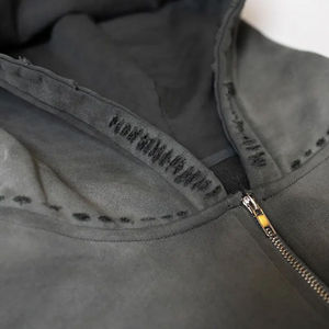 Conjunto de Sudadera con Capucha y Pantalones Deportivos con Lavado Ácido Vintage, Chaqueta con Cremallera y Logotipo Personalizado, Ropa Urbana de Algodón Grueso, Unisex, Proveedor OEM - Product Image 4