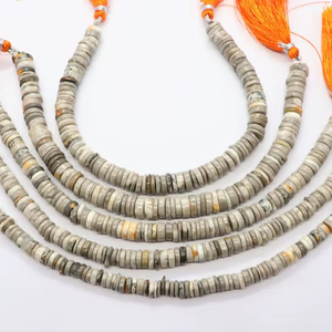 Cuentas de Jaspe Bumble Bee AAA Heishi de 7-8 mm con forma de neumático, cuentas de piedras preciosas Bumble Bee de 8 pulgadas para joyería - Product Image 1