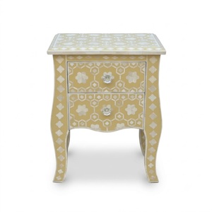 Wholesale Bone Inlay Sideboard Cabinet With Two Doors <b>Storage</b> Handcrafted Mother of Pearl Floral Design <b>Wooden</b> Accent Table Bulk - Product Image 4