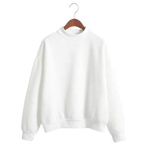 Sudadera Unisex Blanca de Cuello Redondo, 100% Algodón Tejido, Corte Holgado, Estilo Casual, para Otoño, Manga Larga - Product Image 1