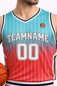 Uniforme de Baloncesto Sublimado Personalizado, Camiseta sin Mangas con Degradado de Color para Hombre, con Nombre y Número del Equipo, Ropa Deportiva Transpirable de Poliéster - Product Image 3