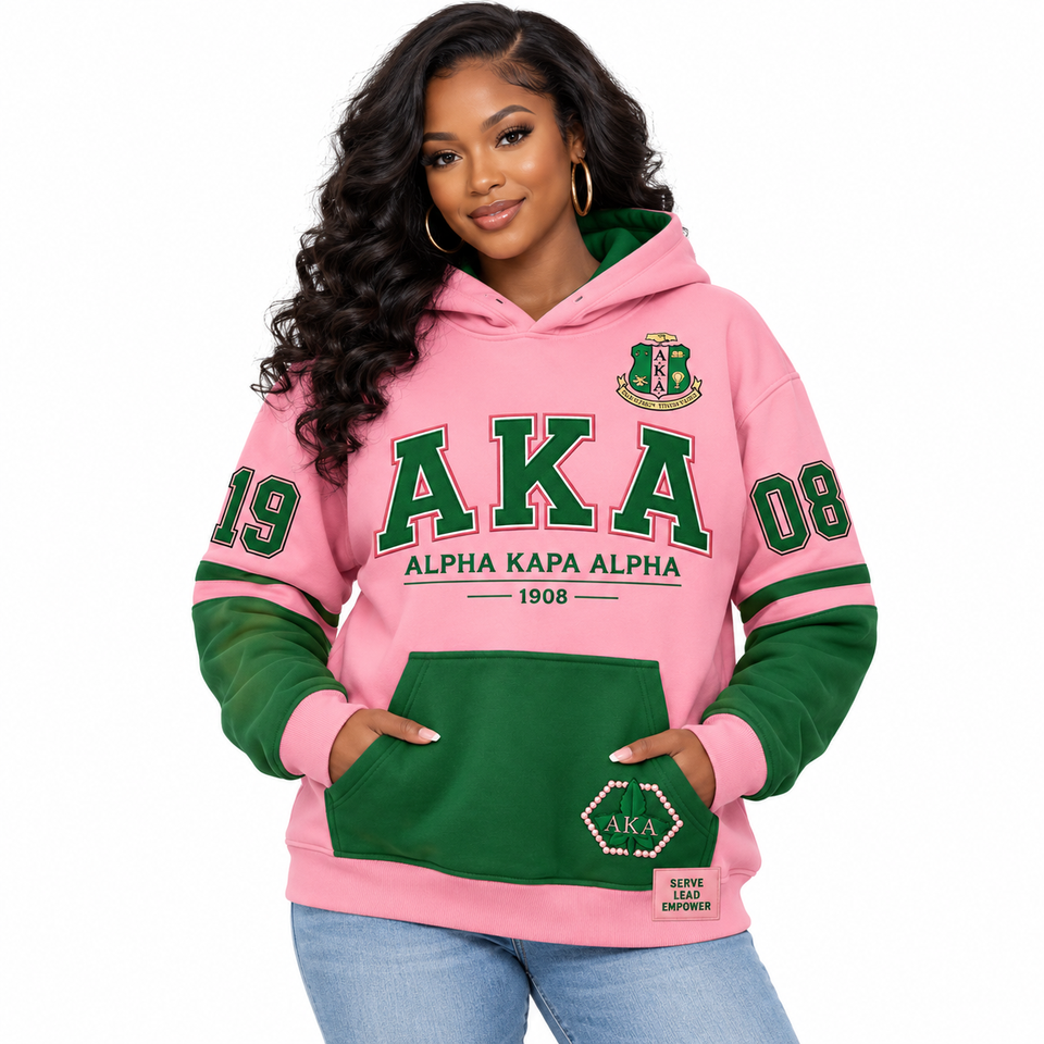 Alpha Kapa Alpha Pink Hooded Sweatshirt 1908 Greek Letters Print Unisex ...