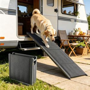 Rampa per Cani Resistente con Funzione Antiscivolo, Chiusura a Bottone Pieghevole per Uso Interno ed Esterno, Design alla Moda, Compatibile con Auto e Gatti - Product Image 1