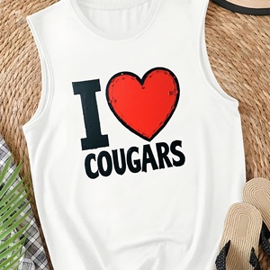 Women's Casual COUGARS Logo Vest <b>Heart</b> I <b>Love</b> Knitted Fabric Front Position Logo - Product Image 2