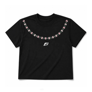Camiseta de Cuello Redondo con Bordado Floral Personalizada para Mujer, Manga Corta, Informal, Suave, Transpirable, de Poliéster, a la Moda - Product Image 4