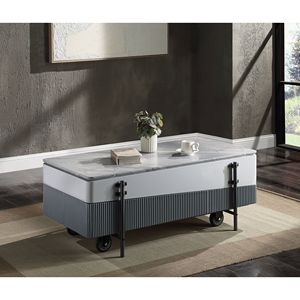 Wilkins High <b>Gloss</b> Finish Coffee <b>Table</b> with Lift Top Gray and <b>White</b> Color Scheme - Product Image 1