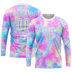 Custom <b>Tie</b> Dye Soccer Jersey Set Sublimated Print Crew Neck Unisex 100% Polyester V-neck Short Sleeve Football Wear High Quality - Product Image 3