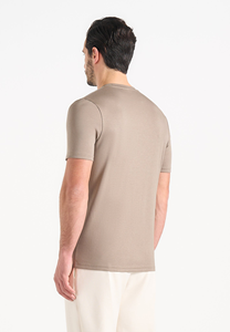T-shirt en jersey de coton uni à manches courtes et col rond pour homme, coupe classique, respirant, vêtement décontracté - Product Image 6