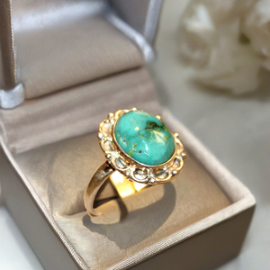 Bague tendance pour femme en turquoise, en argent 925, avec technologie de sertissage sur mesure, excellent cadeau de joaillerie - Product Image 1