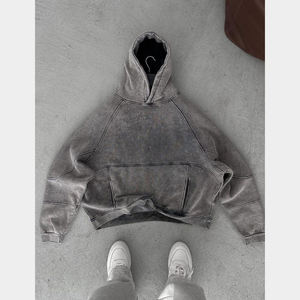 Sweat à capuche pour homme en coton, coupe oversize, style streetwear, avec patchs brodés effet vieilli et logo personnalisé texturé - Product Image 2