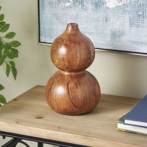 Jarrón decorativo de madera de mango tallada, hecho a mano, estilo rústico, para decoración de estantes y mesas del hogar. - Product Image 5