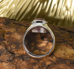 Anillo de Rubí Natural Cabujón, Anillo de Rubí de Plata de Ley 925, Anillo de Rubí para el Mes de Julio, Anillo de Rubí para Cóctel, Anillo de Rubí Audaz para Aniversario - Product Image 4