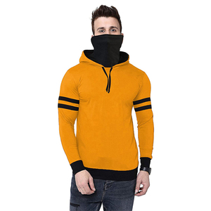 Sudadera con capucha de hombre, estilo moderno, hecha a mano, con tela suave de la mejor calidad, cómoda, en contraste de color negro y amarillo. - Product Image 1