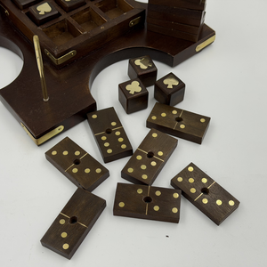 โดมิโนและชุดเกมติ๊กแท็กโททำมือจากไม้พะยูงอินเดีย  กระดานเกมไม้สไตล์โบราณ ชุดเกมหรูหรา ขายส่ง - Product Image 5