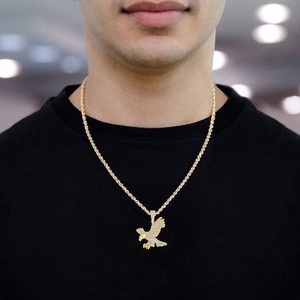 Lujoso Collar de Oro Rosa Sólido de 10K con Colgante de Águila Personalizado con Incrustaciones de Diamantes Naturales Brillantes, Joyería Fina, Regalos Bonitos - Product Image 6