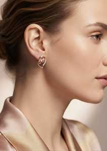 ต่างหูเพชรรูปหัวใจสีโรสโกลด์สุดโรแมนติกสำหรับผู้หญิง - Product Image 3