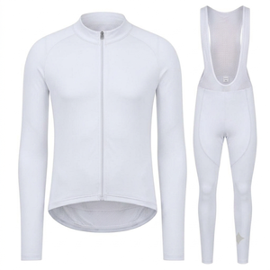 Ropa deportiva al por mayor, conjunto de ciclismo blanco personalizado para hombre, kit de ciclismo de secado rápido y transpirable, pantalones de ciclismo con tirantes. - Product Image 1