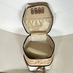 Boîte de rangement en cuir de vachette durable de style vintage pour bijoux féminins, à double compartiment et fermeture éclair, faite à la main, prix de gros - Product Image 5