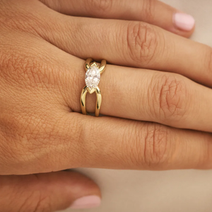 East West 1.00 CT Lab Grown Marquise Cut Solitaire Diamond Twist Engagement Ring 925 Sterling Silver Trendy Wedding <b>Gift</b> Women - Product Image 3