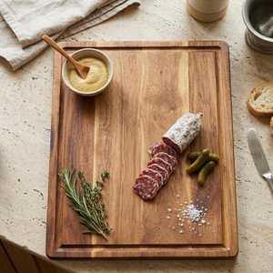 Wood Cutting Board for Kitchen | Hardwood Chopping Board with Juice Groove | Rustic Serving <b>Platter</b> for Gatherings - Product Image 3