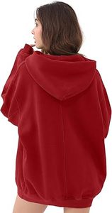Sweat-shirt à capuche oversize en molleton uni à manches longues unisexe pour l'automne, avec poche rouge, style décontracté, tricoté - Product Image 2
