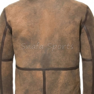 Men <b>Sheepskin</b> Leather <b>Jacket</b> Real Sherpa Style Winter Leather Fashion Shearling <b>Jacket</b> For Boys New Brown Design - Product Image 5