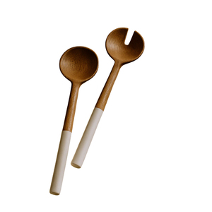 Ensemble de service à salade en bois d'olivier artisanal de luxe, cuillère et fourchette en bois naturel, ustensiles de service écologiques pour la maison et les restaurants - Product Image 6