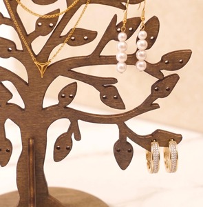 Tree Shape Wooden Jewelry Organizer For Earrings Necklaces Rings And <b>Bracelet</b> Display Stand Home Decor Organization From India - Product Image 2