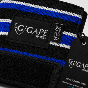 GAPE SPORTS Bandes de soutien pour poignets Noir Bleu Blanc Fermeture réglable à scratch pour la musculation et l'entraînement de force OEM - Product Image 6