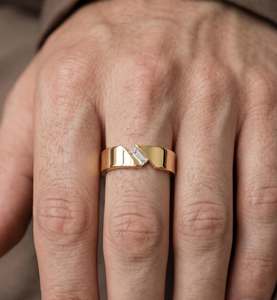 Anillo Abierto Minimalista con Diamante Cultivado en Laboratorio, Corte Baguette, Anillo de Compromiso y Boda, Joyería Fina de Fabricante - Product Image 3