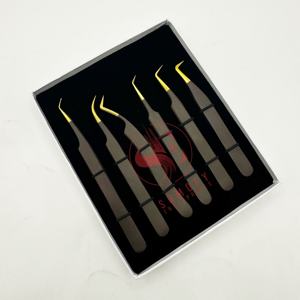 Pinzas de pestañas profesionales de acero inoxidable con logotipo personalizado, Etiqueta Privada, punta de fibra de 45/75/90 grados, producto sostenible duradero - Product Image 2