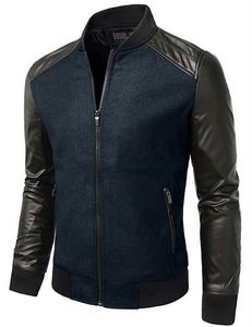 Chaqueta Bomber Personalizada para Hombre, de Piel de Vaca, con Cuello Alto, Cierre Frontal con Cremallera y Ribete de Lana, para Ropa Casual de Invierno - Product Image 2