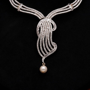 White <b>Ruby</b> Vintage IGI Certified Wave <b>Necklace</b> Set Gold Plated Bridal Wedding Engagement Statement <b>Necklace</b> - Product Image 2