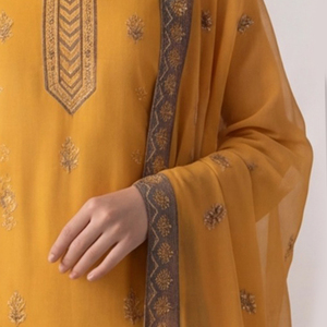 Trajes de 3 piezas de shalwar kameez bordados por diseñadores pakistaníes, estilos de lujo, vestidos de boda tradicionales de tela de algodón para damas. - Product Image 5