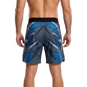 Shorts MMA à motif Cyber Matrix bleu, double couture, tissu flexible, pour hommes, vêtements de sport actifs - Product Image 2