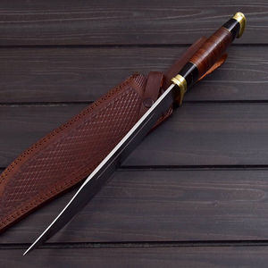 Couteau Bowie artisanal, forgé sur mesure, à lame fixe, pour la chasse, avec manche gainé de cuir, couteau de survie robuste, vente en gros - Product Image 2