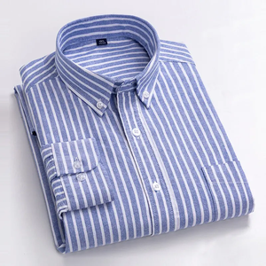 Camisa a cuadros para hombre Lilac Micro Gingham, de algodón Oxford suave, manga larga, corte ajustado, cierre de botones, ropa de oficina - Product Image 5