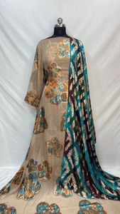 Faransawi 3-Piece <b>Set</b> Dirac Gogra Garbasar-Chiffon Fabric Jacquard Eco-Friendly Very Lightweight Wedding Outdoor Apparel Girls - Product Image 3