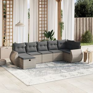 Conjunto de sofás de jardín de ratán sintético gris de tamaño mediano a grande con estructura de acero - Product Image 1