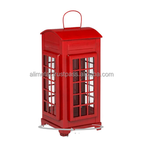 Lanterne décorative pour bougie, lanterne en forme de cabine téléphonique, lanterne suspendue en forme de boîte téléphonique, porte-bougie en métal pour salon - Product Image 1