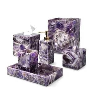 Private Branding Modern Marble Bathroom Accessories <b>Set</b> With <b>Soap</b> Pump Toothbrush Holder And Tumbler For Bathroom Vanity - Product Image 4