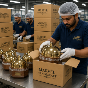 Marvel Handicraft Premium Wooden Insulated Casserole with Gold Stainless Steel Dome Lid Luxury Hot <b>Food</b> <b>Server</b> Gift Serveware - Product Image 4