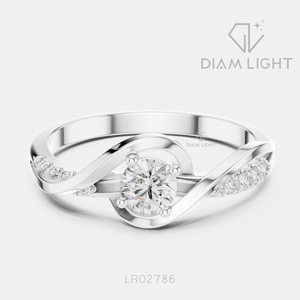 Bague élégante en diamant de laboratoire taille ronde 0,25 carat en or blanc 14 carats, certifiée IGI, couleur F+, clarté VS+, bijoux fins pour femme, cadeau - Product Image 1