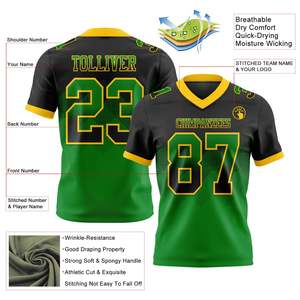 เสื้อฟุตบอลสีดำเขียวไล่เฉดสีรุ่นใหม่ ชุดทีมระบายอากาศ แห้งเร็ว ผลิตจากผ้าคุณภาพสูง รับผลิตแบบ OEM ODM - Product Image 2