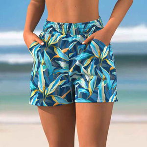 Custom Women Casual Swim Shorts Quick Dry Sublimated Floral Print Beach Shorts Drawstring Comfort Fit Summer Swimwear - Product Image 1