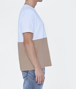 Camiseta de lujo estilo streetwear, jersey de peso medio, 100% algodón, corte relajado, dos tonos, corte regular, manga corta, para hombre. - Product Image 3