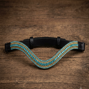 Frontal de cheval en cuir de haute qualité, style western, avec 5 rangées de strass, pour l'équitation en plein air et les sports équestres personnalisés. - Product Image 5